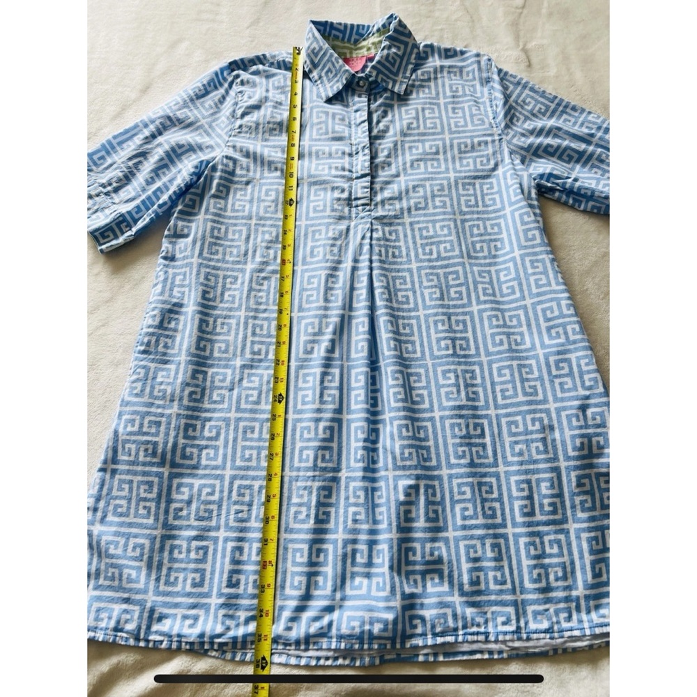 Just Darviny Women’s Size Large Charlotte Dress Greek Key Blue White - Picture 6 of 7